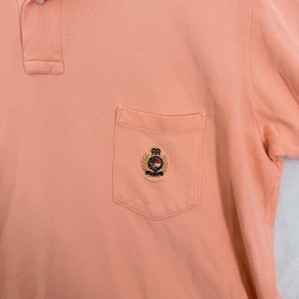 Vintage Polo Ralph Lauren The Big Shirt Polo Mens L Orange Crest Embroidered - Picture 2 of 9